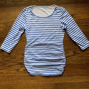 J. McLaughlin Striped Blue Silk Shirt